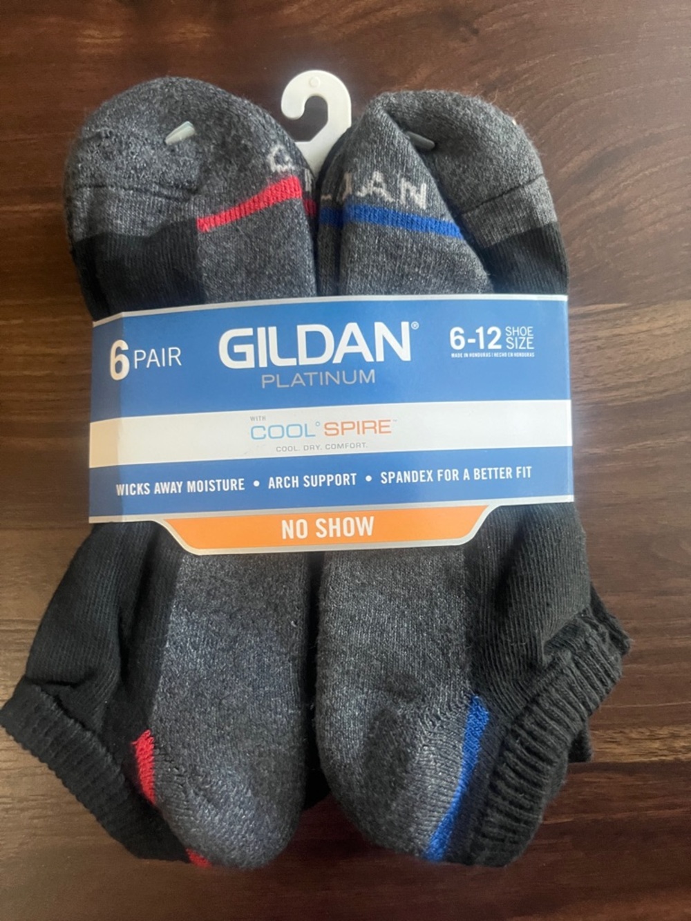 Gildan Platinum Men's No-Show Socks - Gray with Accent Colors (6 Pair)
